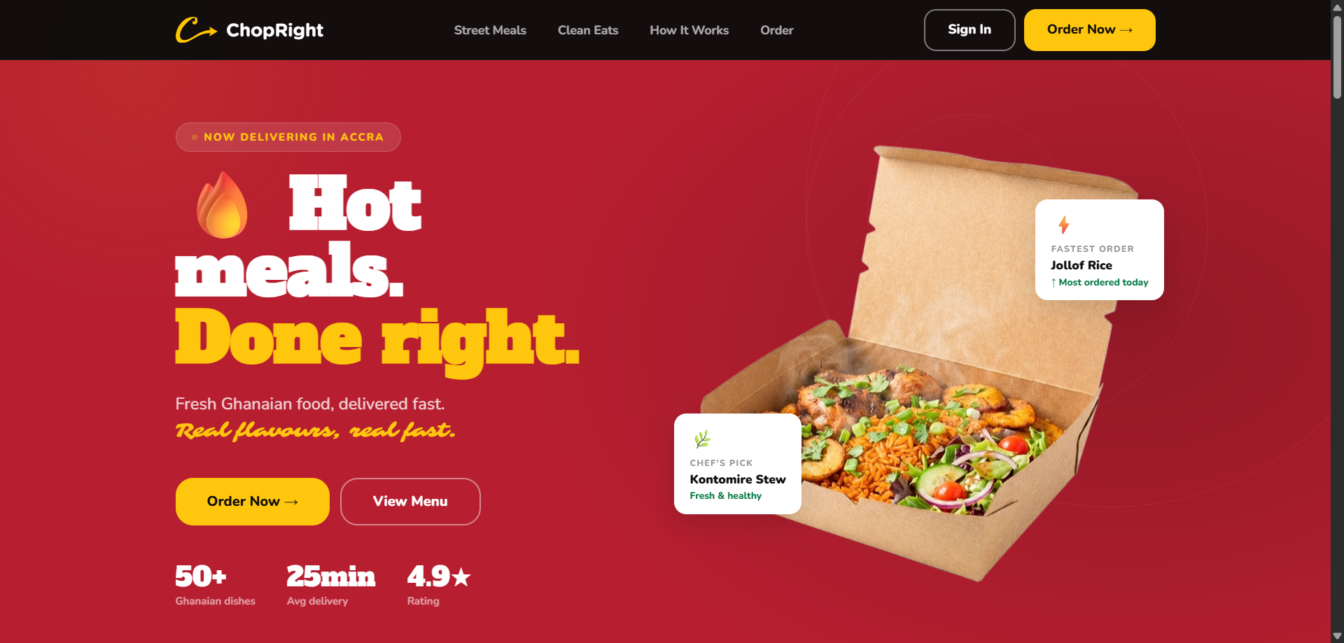 ChopRight — full landing page, desktop