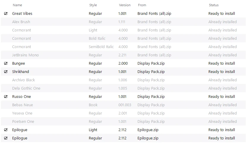 FontDrop scan results in light mode