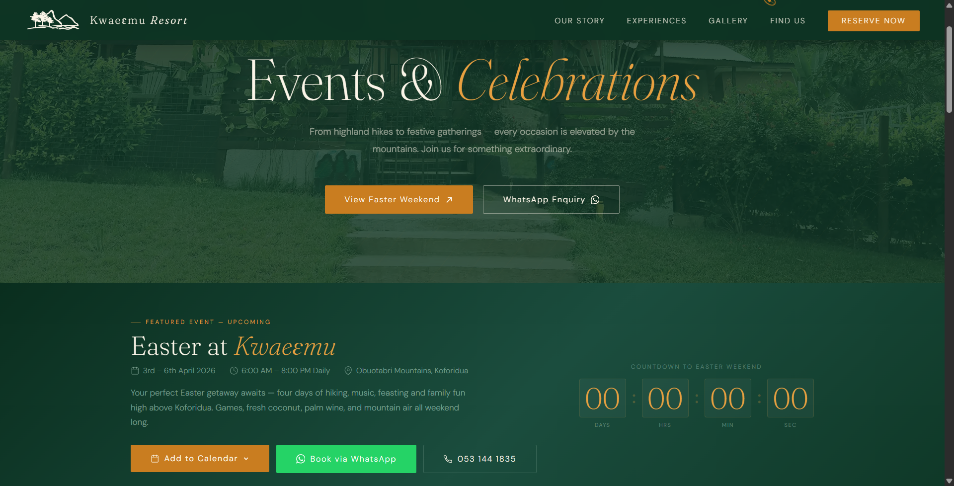 Kwaeɛmu Resort — events page