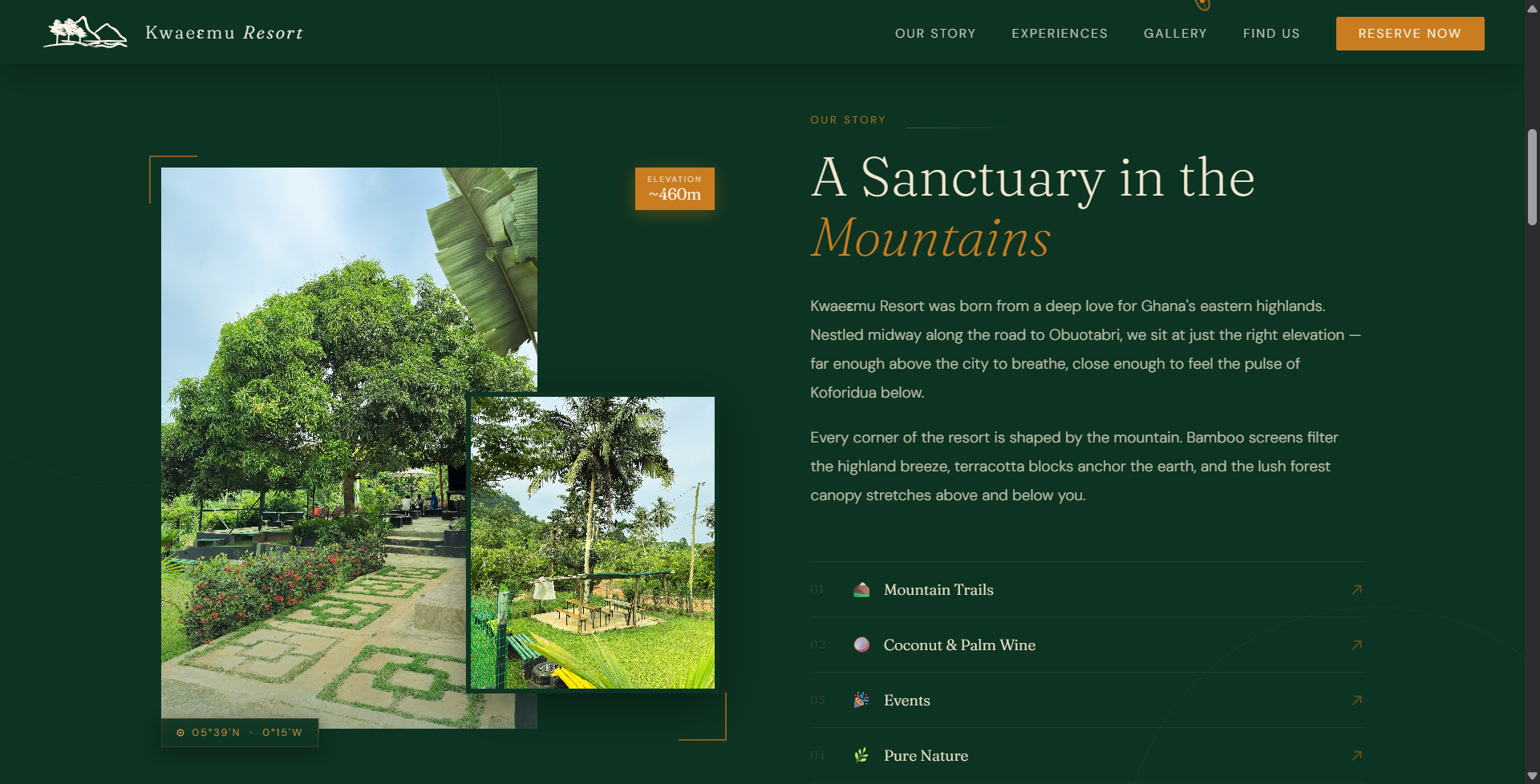 Kwaeɛmu Resort — Story section